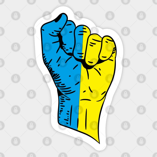 Flag of Ukraine on a Raised Clenched Fist Sticker by Vladimir Zevenckih